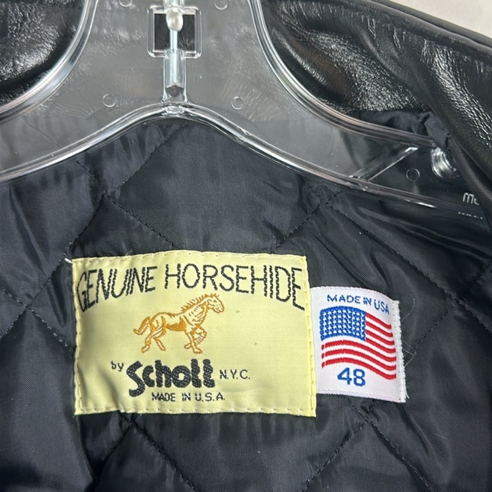 Schott NYC Black Leather Cate Racer Jacket
Size 48